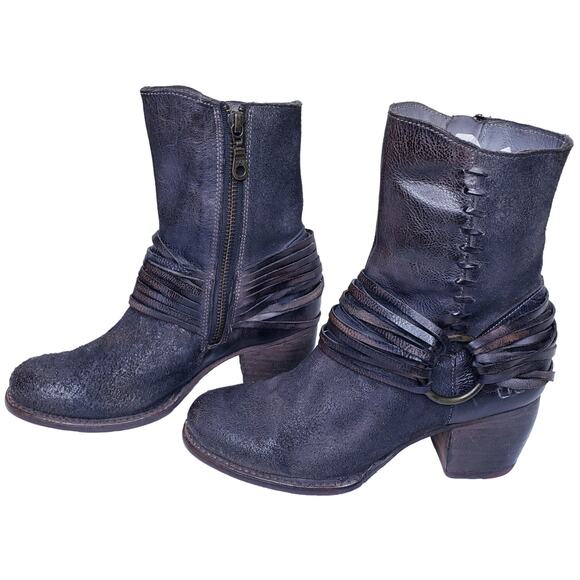 BED/STU REA Rustic Leather O Ring Moto Style Boots Women's Size 6.5 in VGUC - Picture 1 of 16